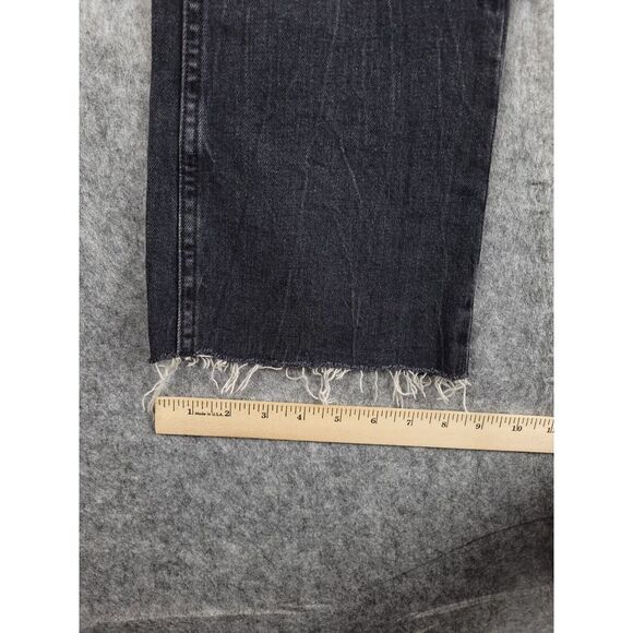 AMO Kick Crop Jeans Women's 24 (27 x 26) Bootcut Crop Raw Hem Black Faded NWT - Picture 9 of 9